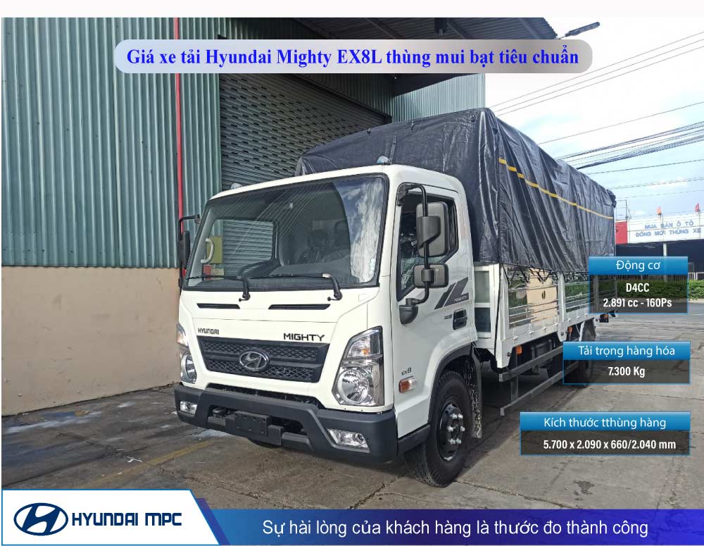 Hình ảnh Xe tải Hyundai EX8L thùng mui bạt tiêu chuẩn